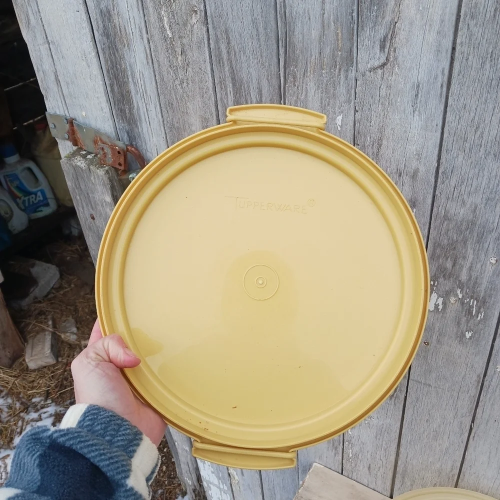 VTG Tupperware Cake Carrier Round With Handle and Lid Harvest Gold